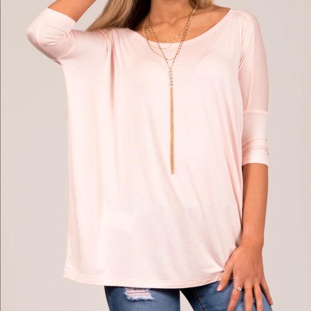 Piko 3/4 Sleeve Top in Blush SZ S